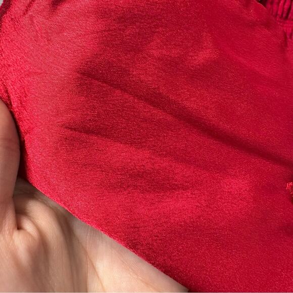 Vintage Office Siren Red Blouse Satin Cuffs and Collar Plus Size - Picture 3 of 7